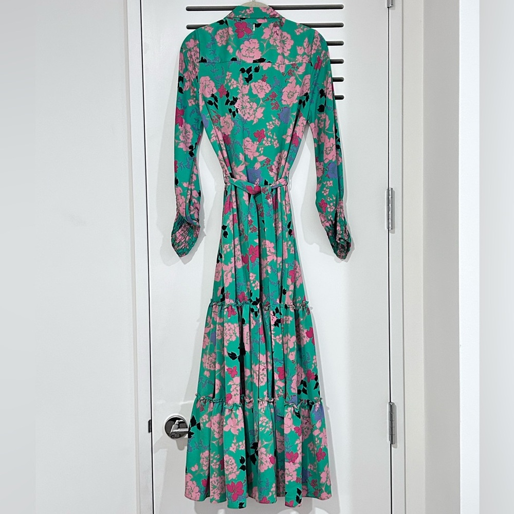 Like New Misa Los Angeles Esme Peony Green Long Sleeve Maxi Dress with Collar - Picture 9 of 9